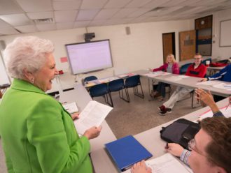 Dr. Tinkham teaching education classroom