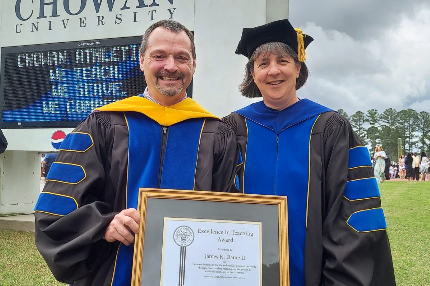 Dr. Bo Dame and Dr. Heather McGuire outside of the Hawks Athletic Center