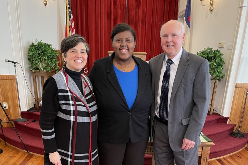 Lou Ann Gilliam, Destiny Vaughan and Dr. Wayne Proctor at Eure Baptist Church