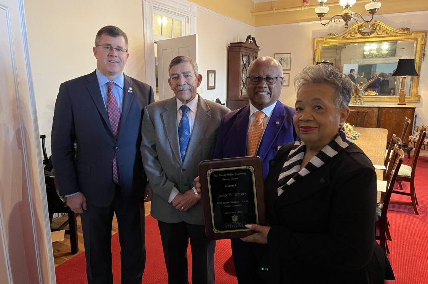 Dr. Kirk Peterson, Murfreesboro Mayor Hal Thomas, Rev. Dr. James Shearn and Town Council Member Berna Stephens