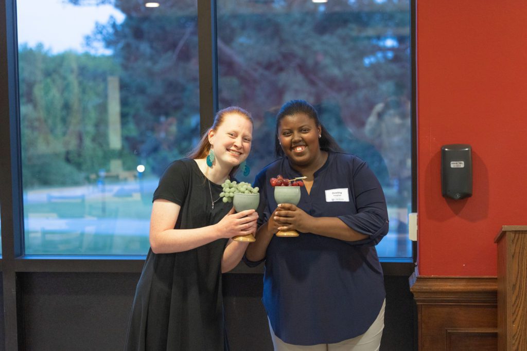 CCSA Seniors Rachel Van Buren and Destiny Vaughan with Chalices