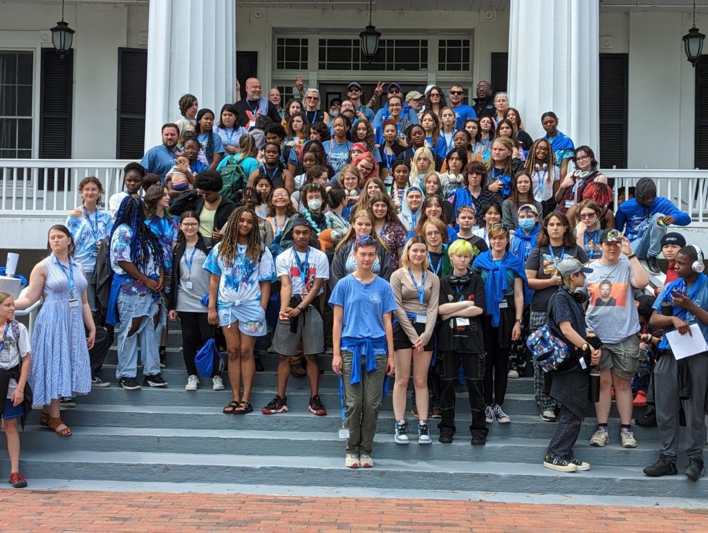 Longleaf School for the Arts on the steps of the Historic McDowell Columns Building at Chowan University.