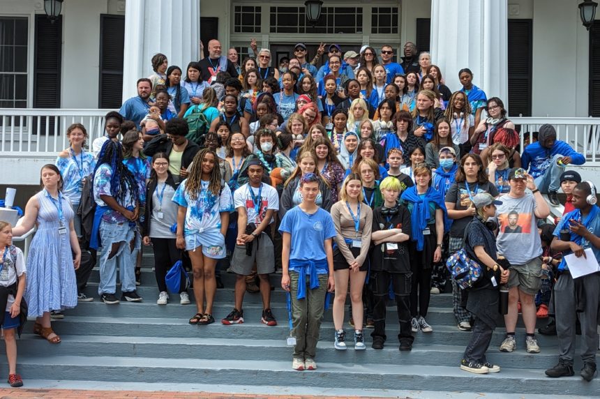 Longleaf School for the Arts on the steps of the Historic McDowell Columns Building at Chowan University.