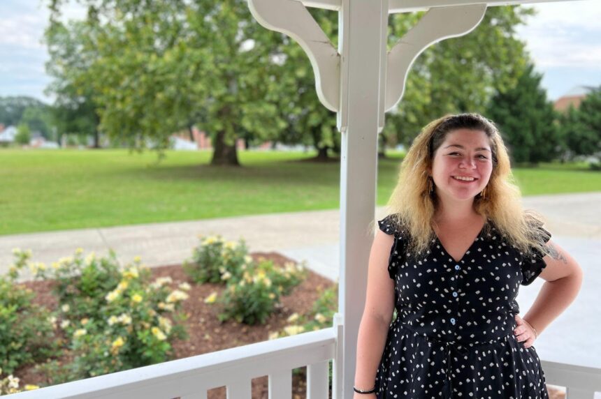 Zoe Beale stands in the Chowan Gazebo