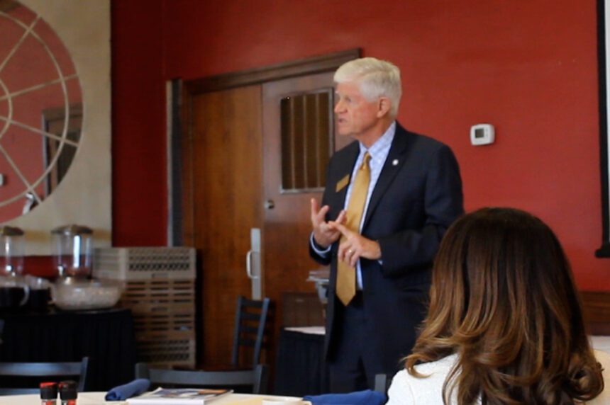 President Charles Taylor addresses participants of the meeting in the Chowan Room